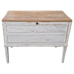 Antique French 19th Century Painted Pine Blanket Chest