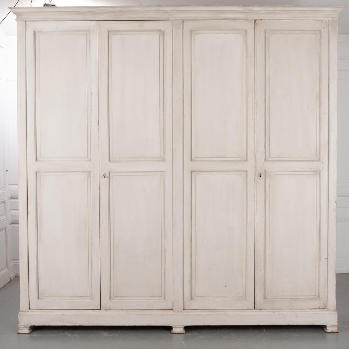 French 19th Century Painted Pine Wardrobe 1