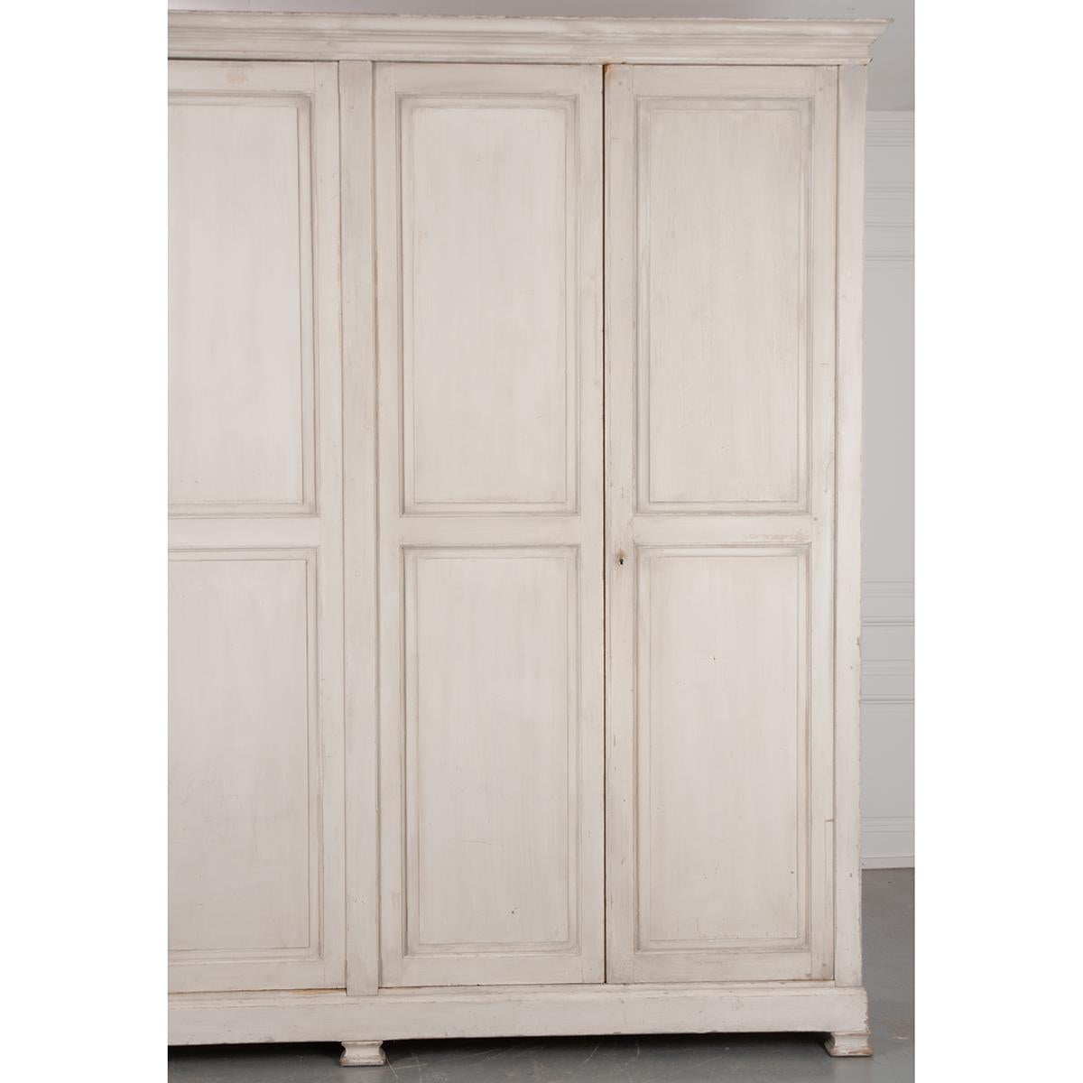 French 19th Century Painted Pine Wardrobe 2