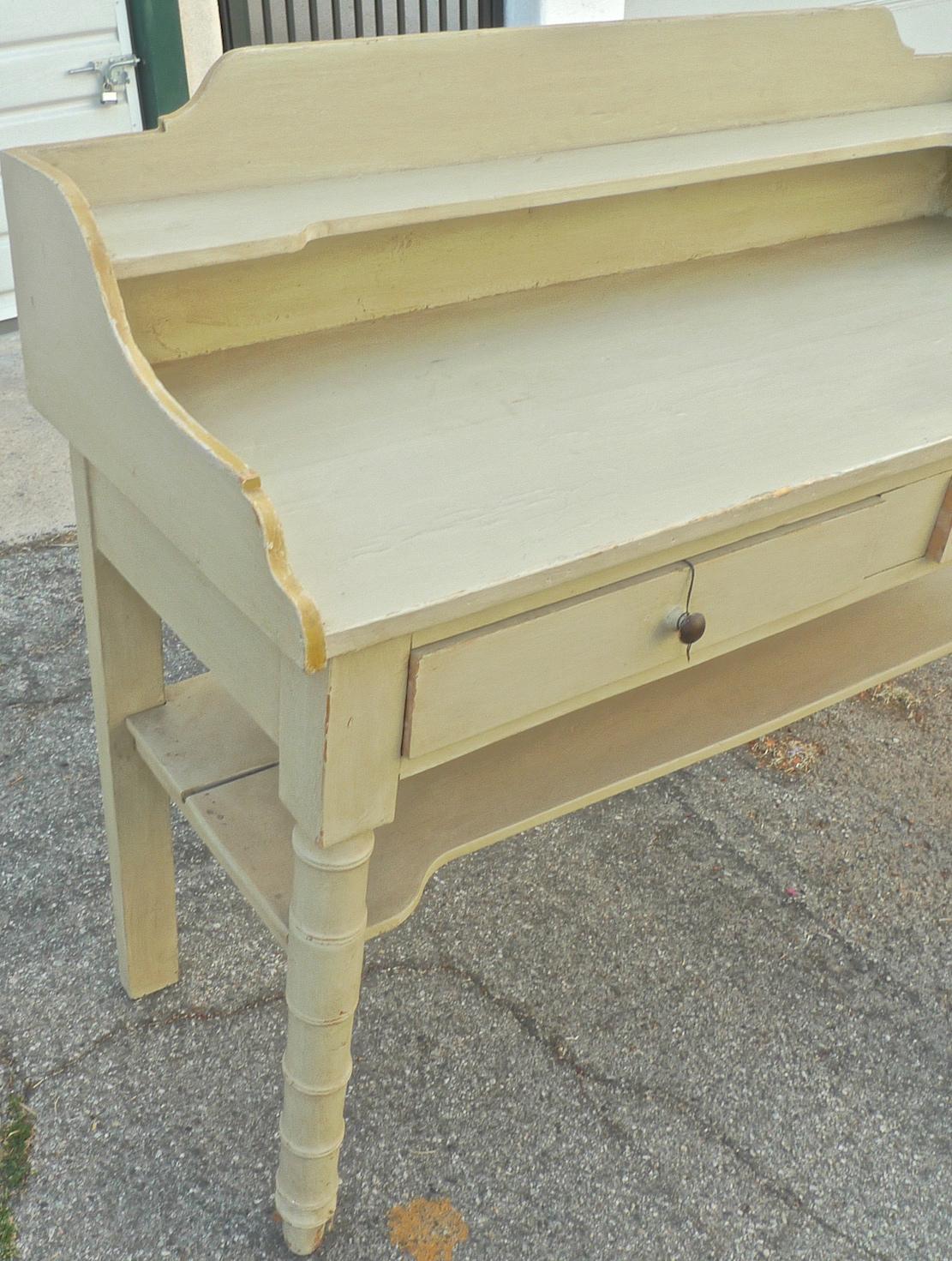 French 19th Century Painted Server or Vanity with Two Drawers and Two Shelves
   