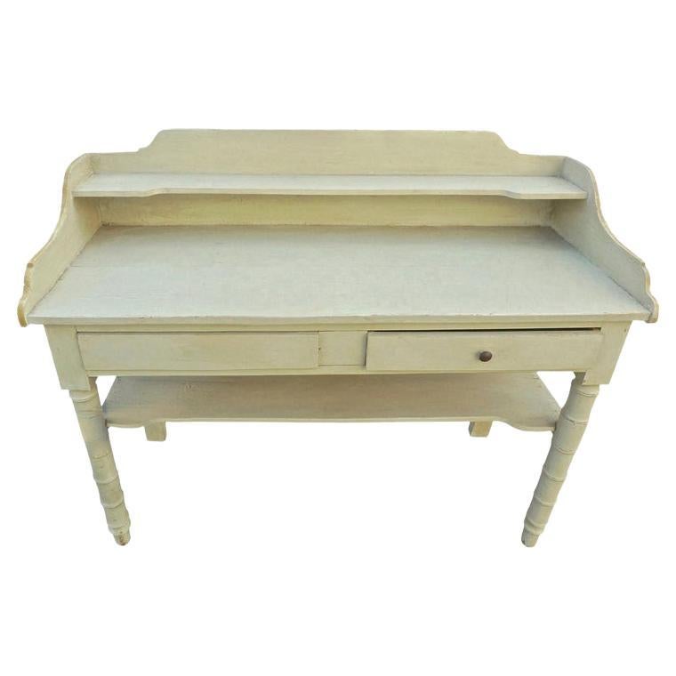 French 19th Century Painted Server or Vanity with Two Drawers and Two Shelves