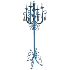 French 19th Century Painted Torchère or Floor Lamp with Four-Light