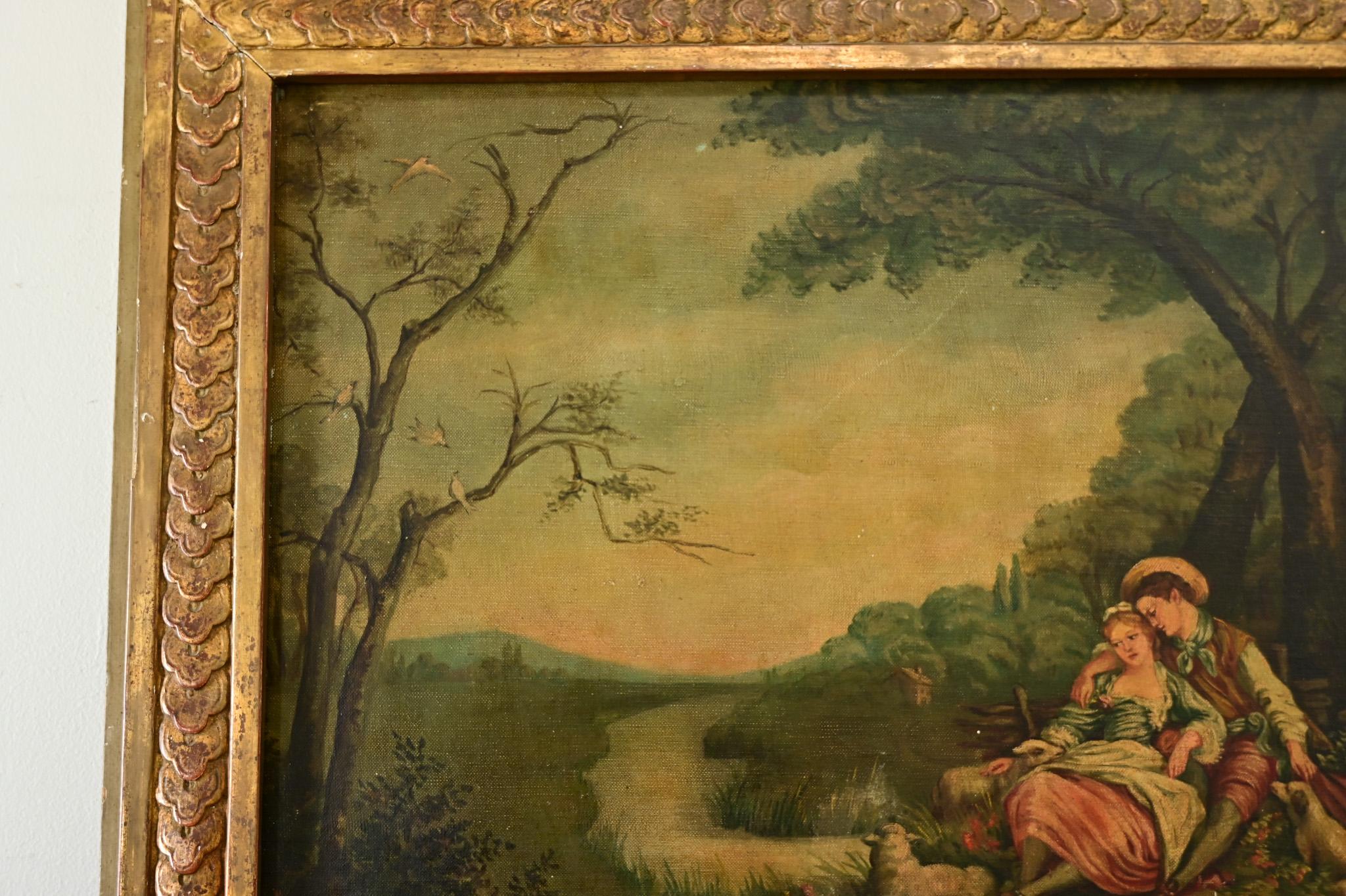Tela Trumeau francese dipinto del XIX secolo in vendita