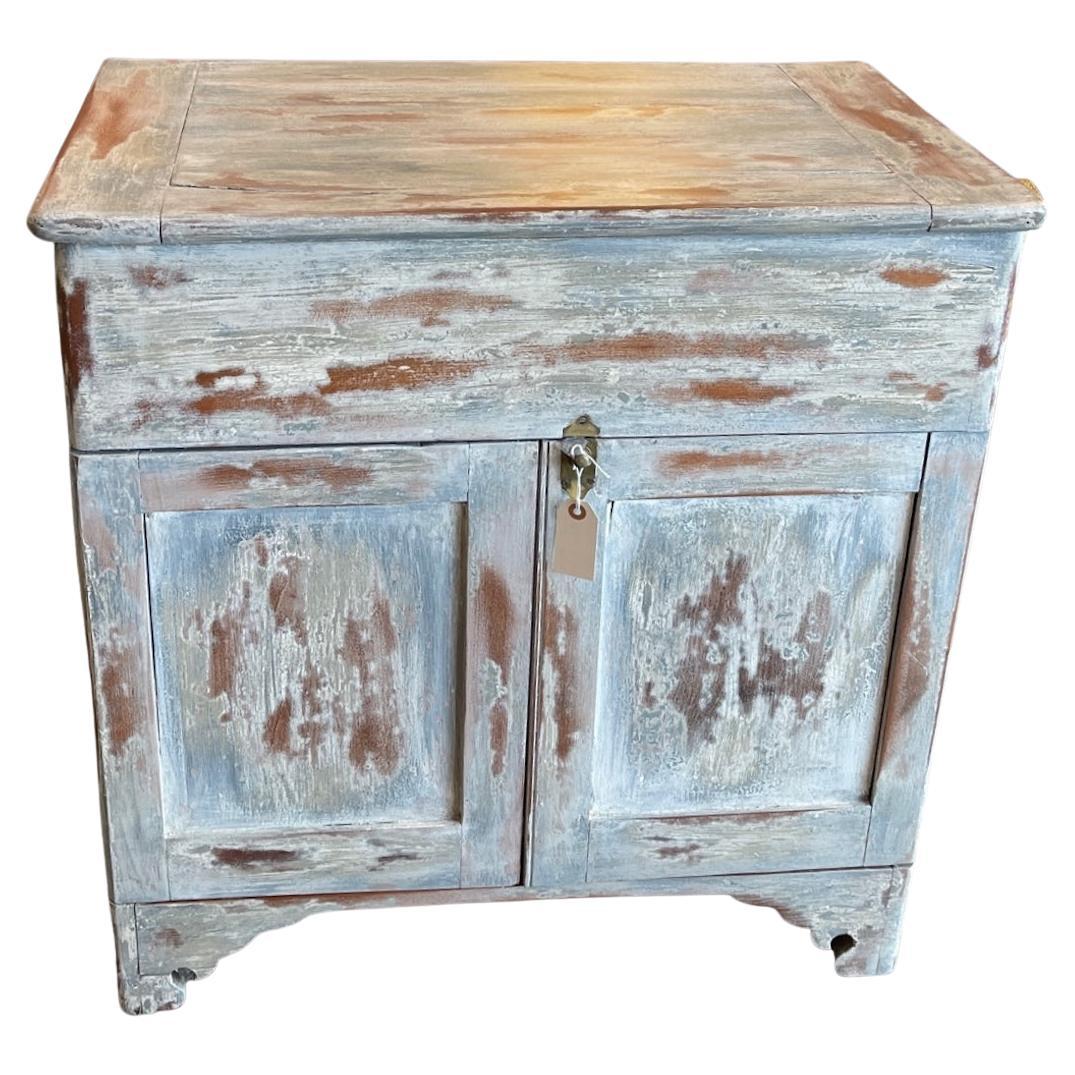 French 19th Century Painted Walnut Buffet with Two Doors and a Top Compartment