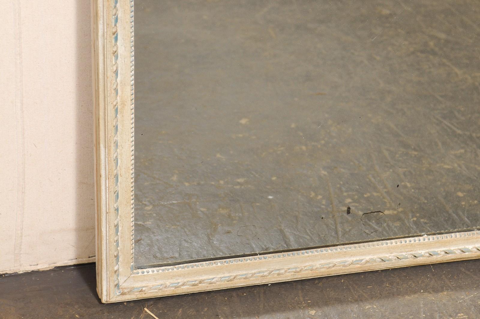 Specchio alto 4 piedi in Wood Wood dipinto del XIX secolo, con vetro originale a due pezzi in vendita 1