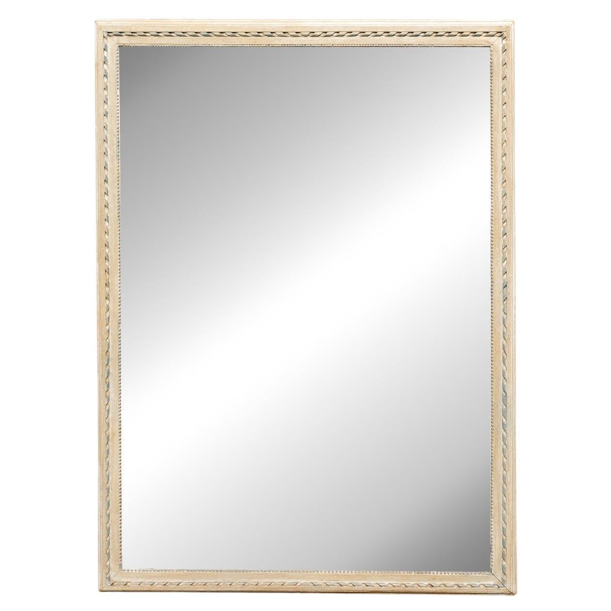Miroir en bois peint du 19ème siècle, avec vitre d
origine en 2 parties
