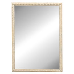 French 19th Century Painted Wood 4ft Tall Mirror, with Original 2-Piece Glass Antique French 19th Century Painted Wood 4ft Tall Mirror, with Original 2-Piece Glass