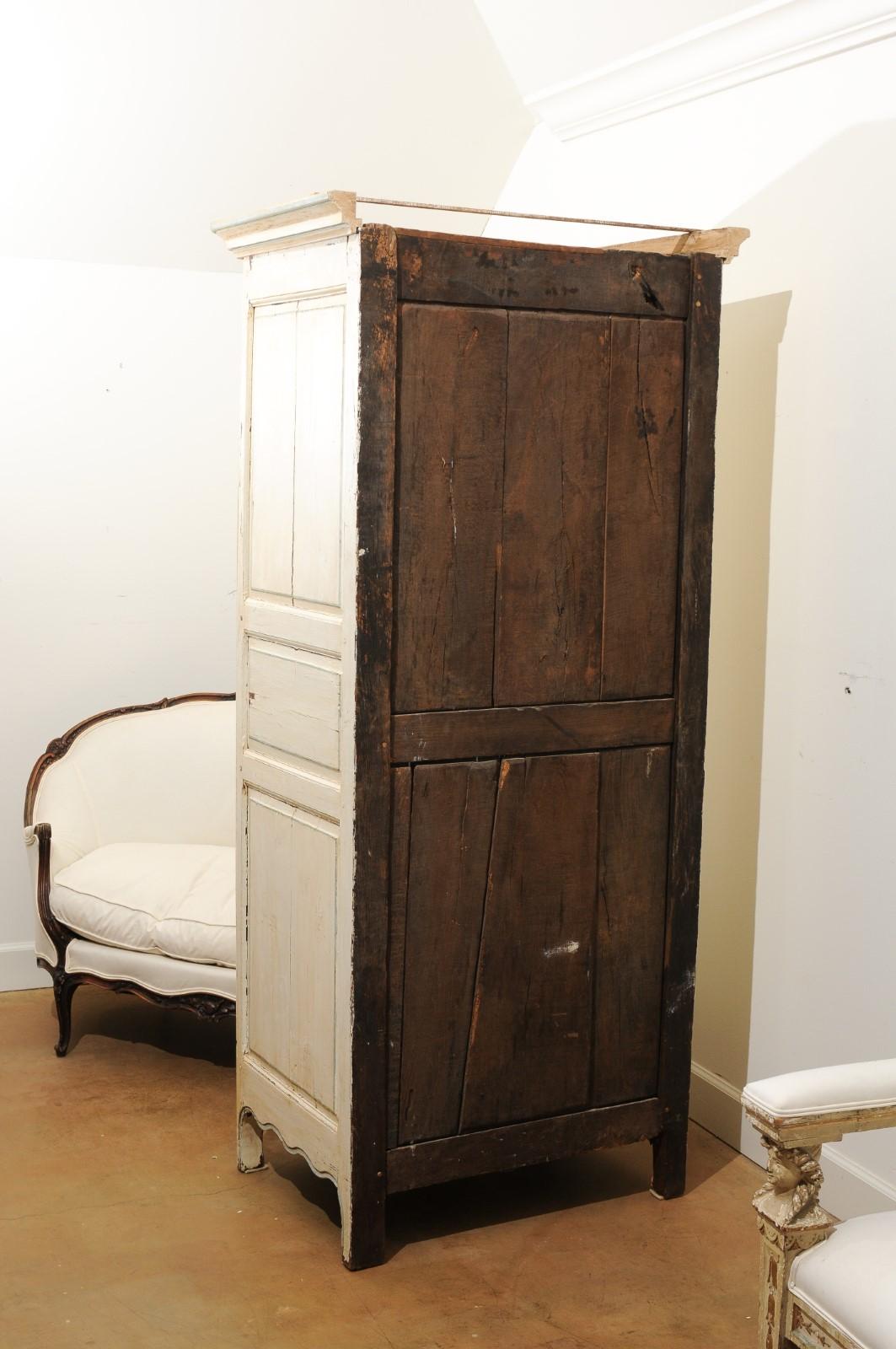 French 19th Century Painted Wood Bonnetière Cupboard with Chicken Wire Door 8