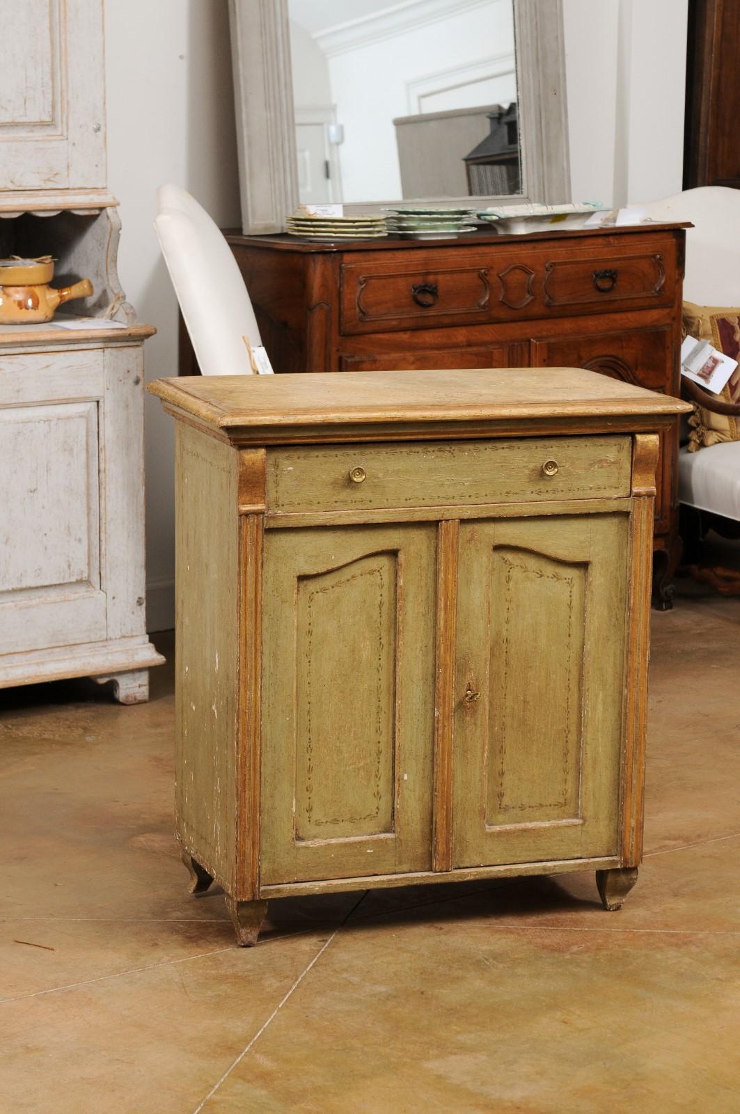French 19th Century Painted Wood Buffet with Single Drawer over Two Doors For Sale 7