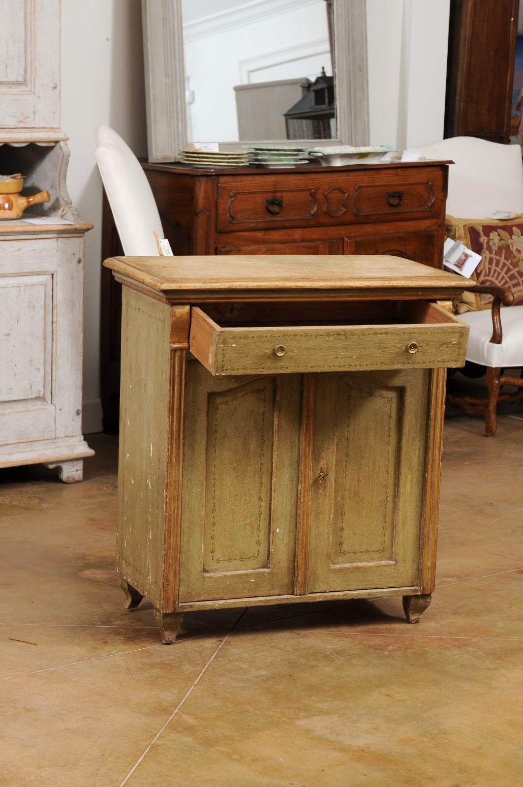 French 19th Century Painted Wood Buffet with Single Drawer over Two Doors For Sale 8