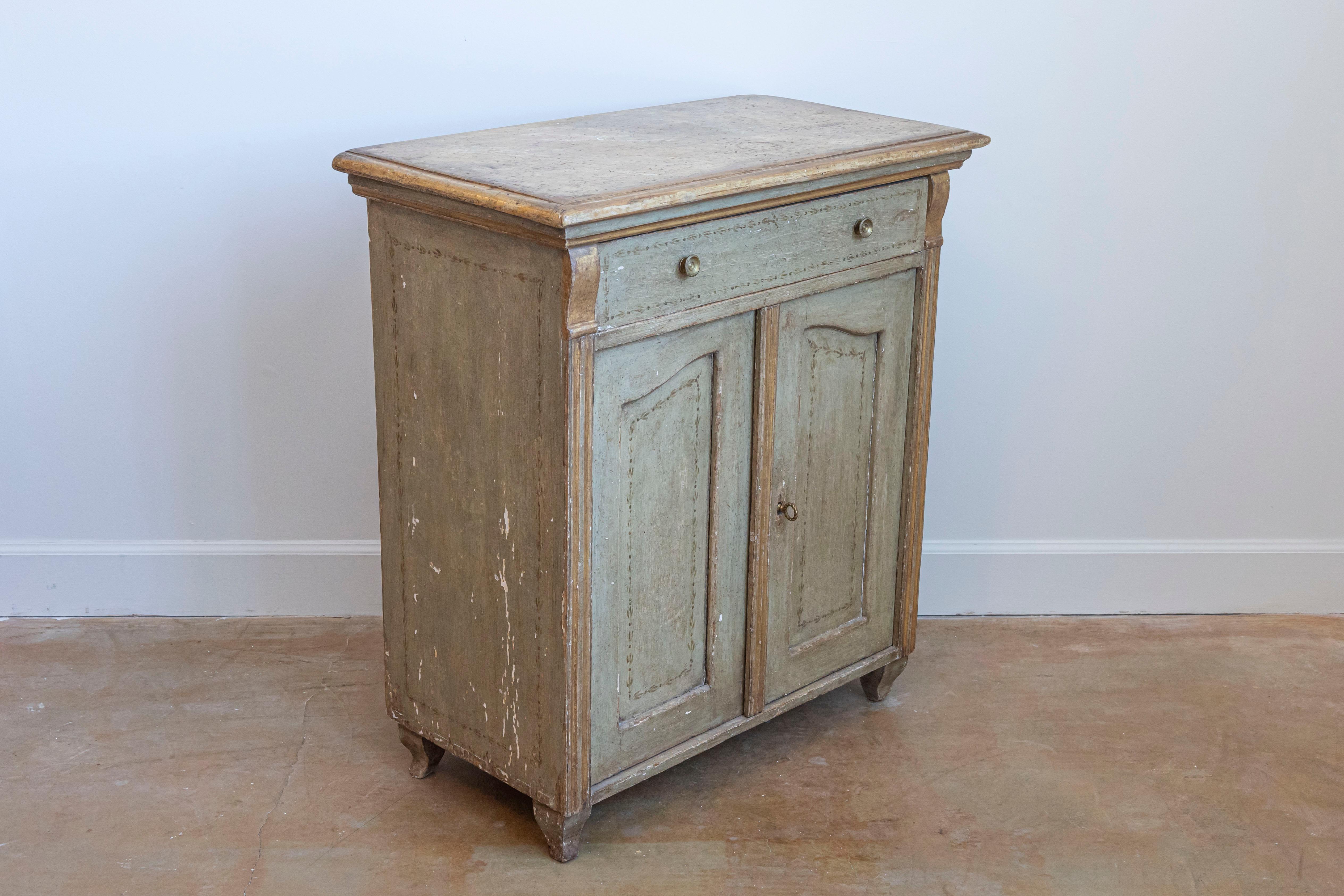 French 19th Century Painted Wood Buffet with Single Drawer over Two Doors 2