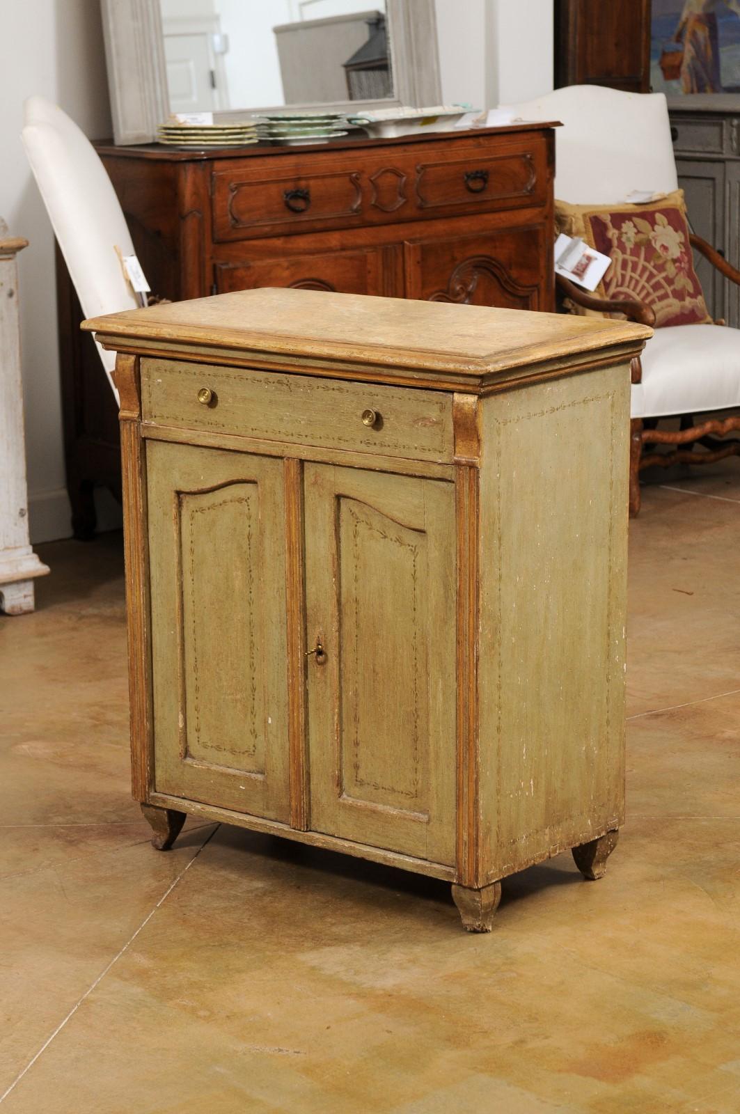 French 19th Century Painted Wood Buffet with Single Drawer over Two Doors For Sale 4