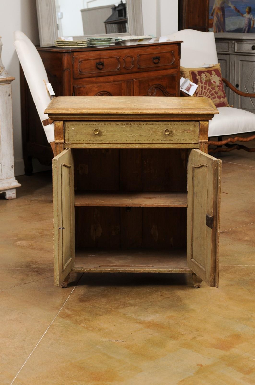 French 19th Century Painted Wood Buffet with Single Drawer over Two Doors For Sale 6
