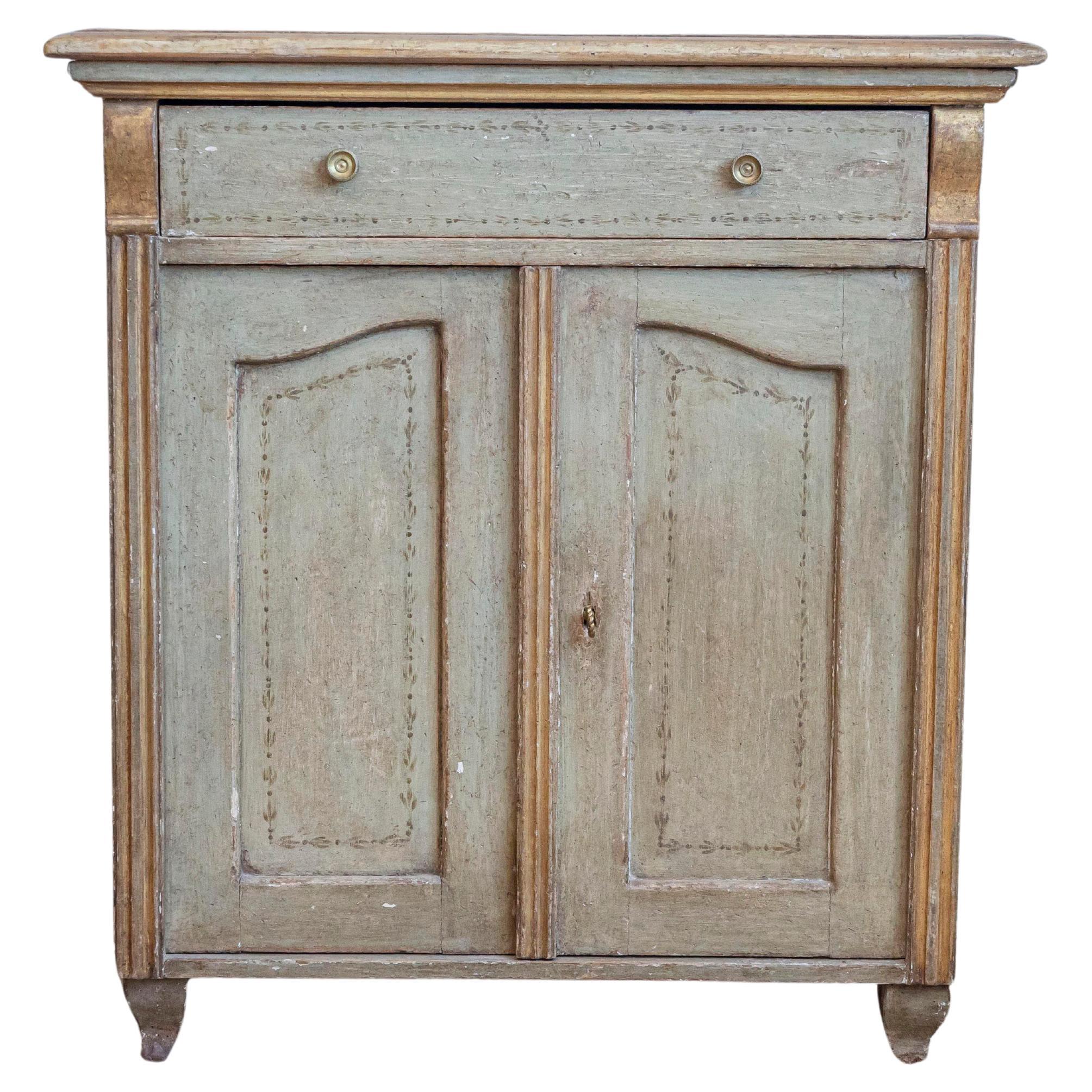 French 19th Century Painted Wood Buffet with Single Drawer over Two Doors