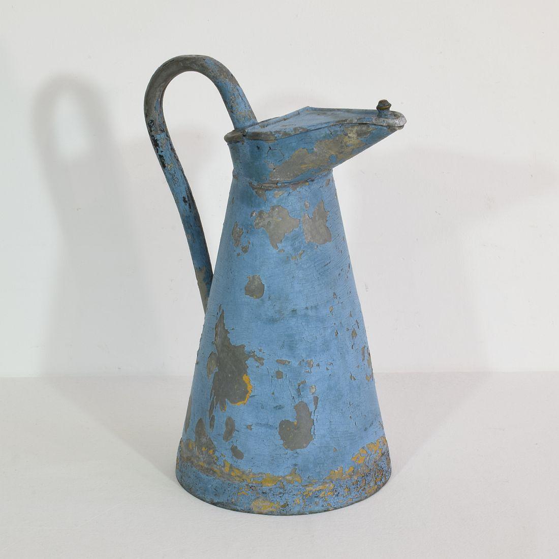 French 19th Century painted Zinc Ewer or Jug 1