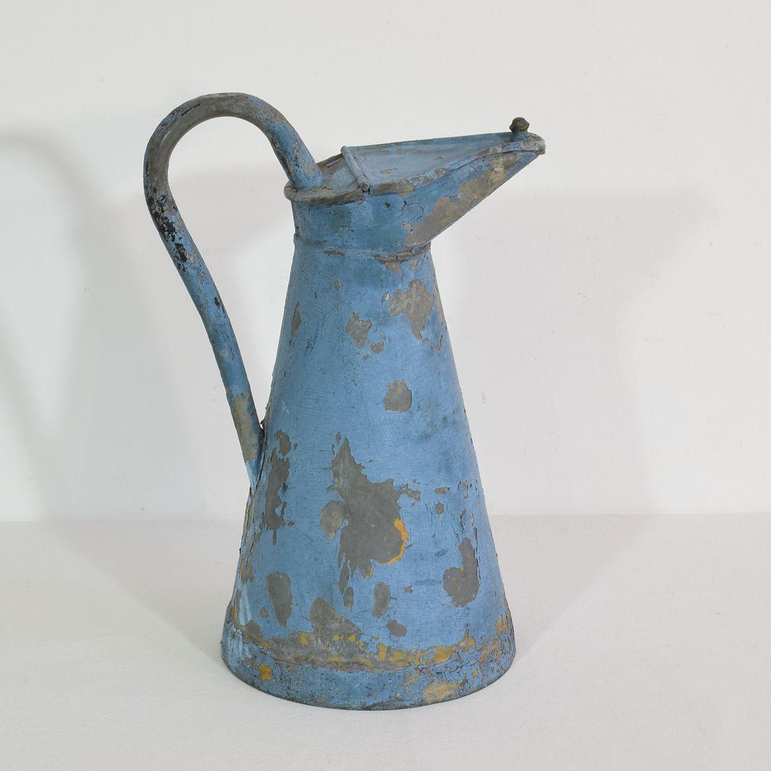French 19th Century painted Zinc Ewer or Jug 2