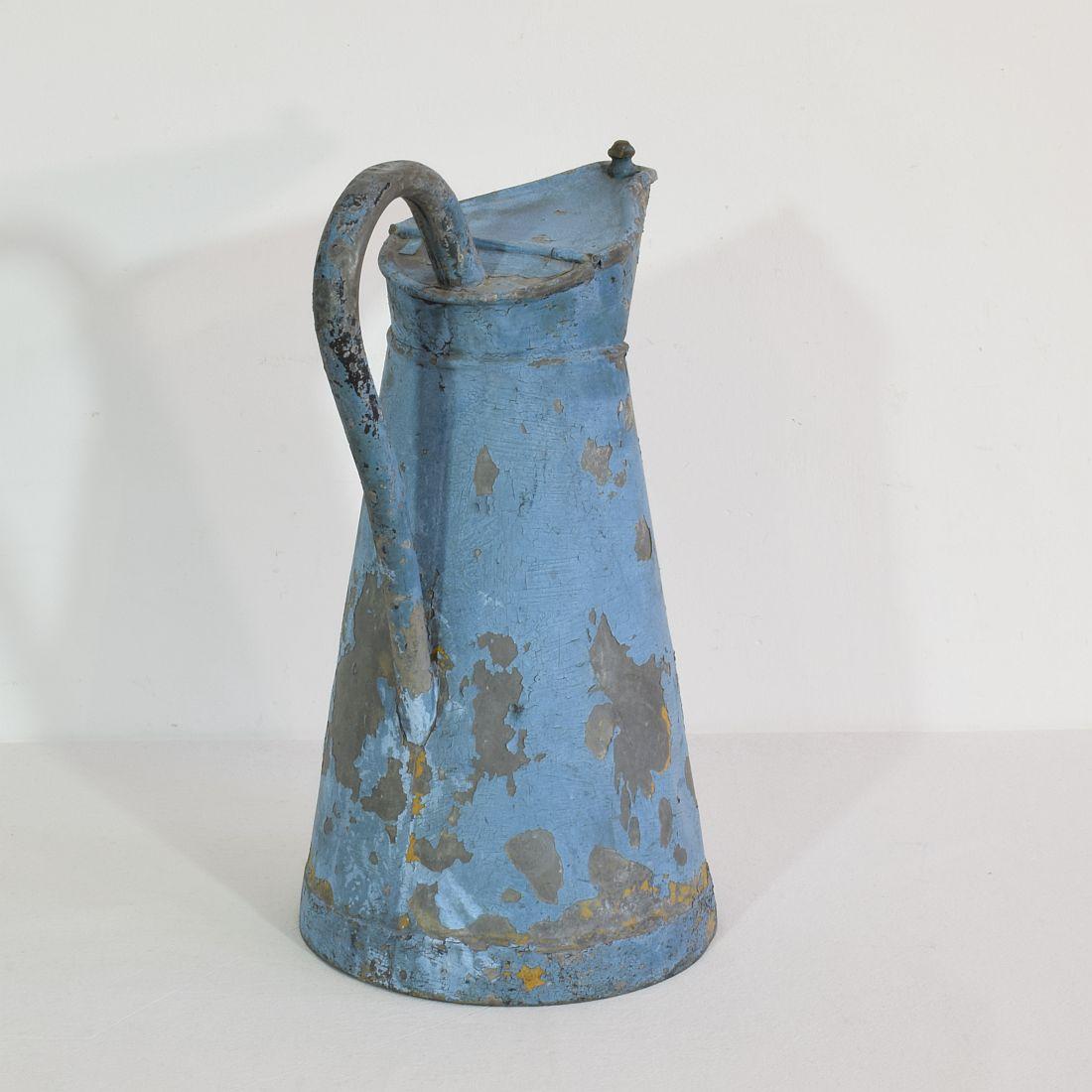 French 19th Century painted Zinc Ewer or Jug 3