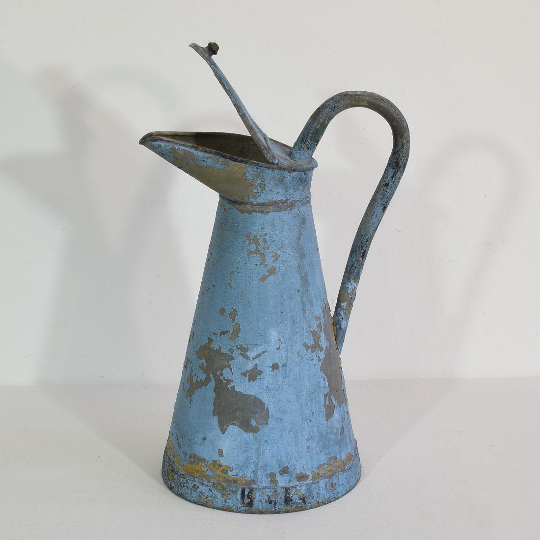 French 19th Century painted Zinc Ewer or Jug 5