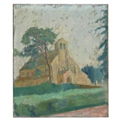 French 19th Century Painting of a Church