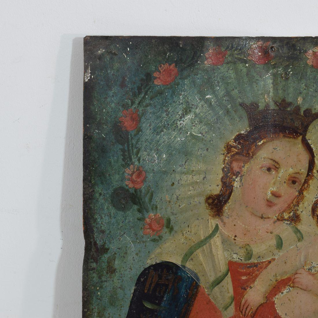 French 19th Century Painting of Maria with Baby Jesus In Good Condition In Buisson, FR