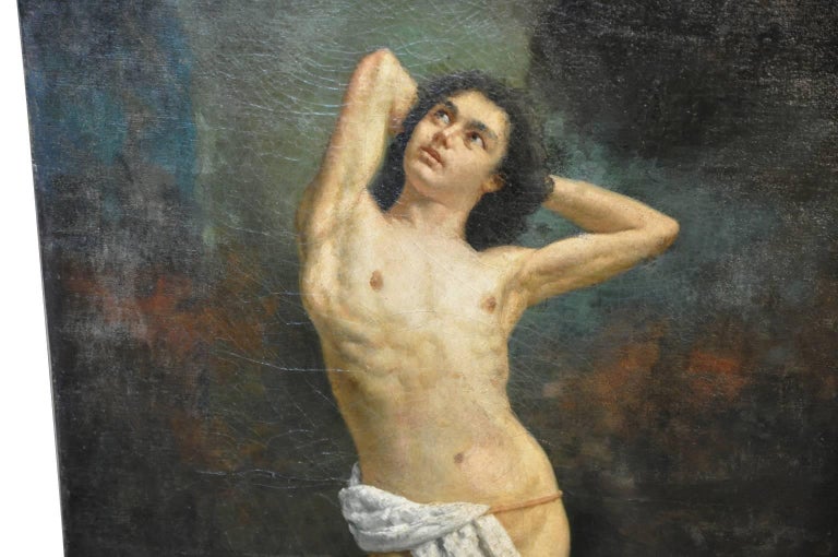 French 19th Century Painting of Saint Sebastian In Good Condition For Sale In Atlanta, GA