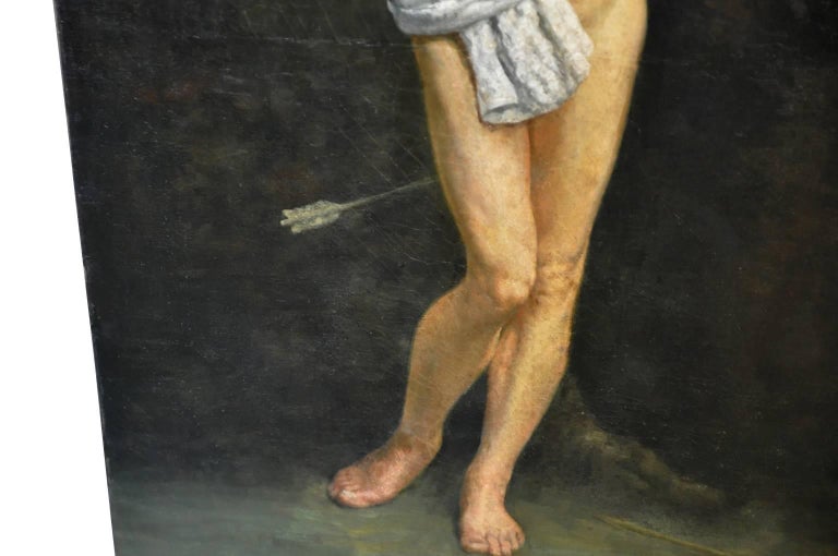 Canvas French 19th Century Painting of Saint Sebastian For Sale