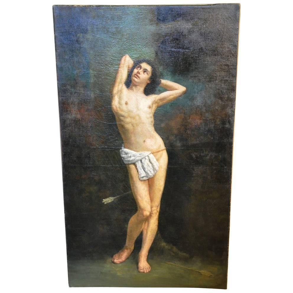 French 19th Century Painting of Saint Sebastian