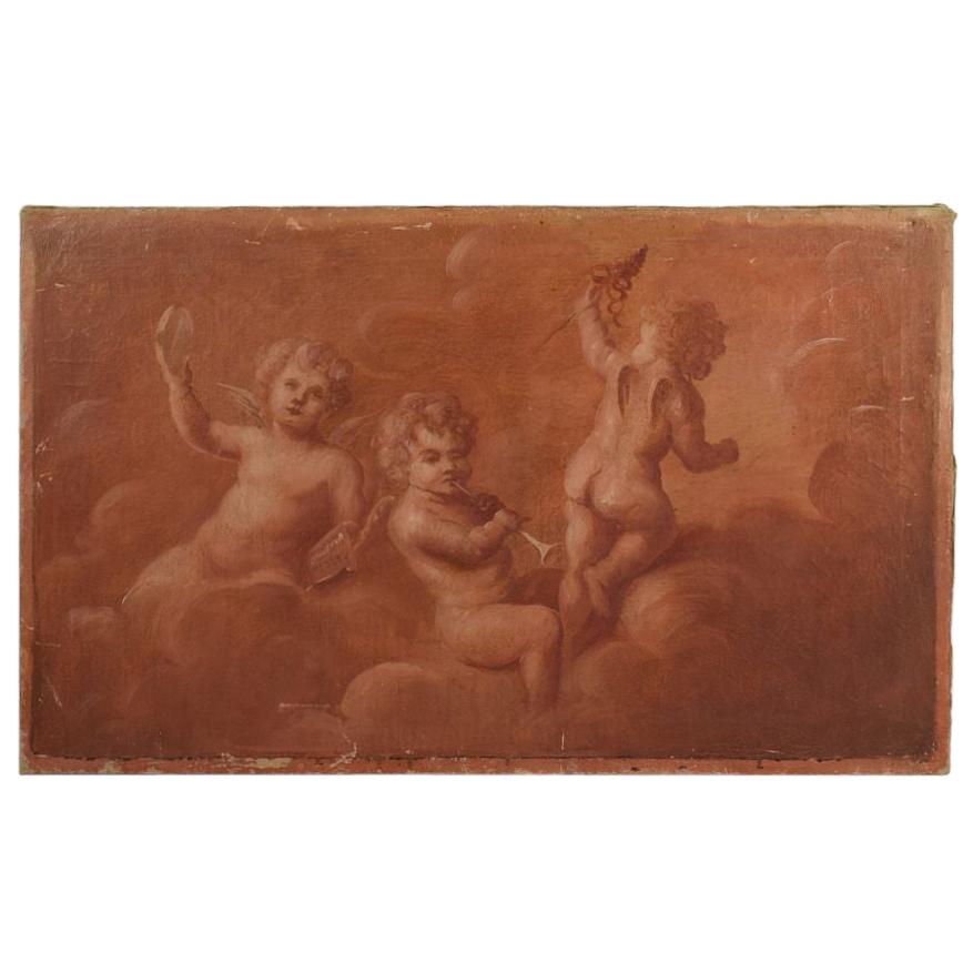 French 19th Century Painting with Cherubs / Angels