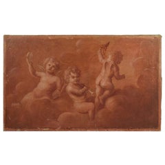 Französisches Gemälde des 19. Jahrhunderts mit Putten / Engeln