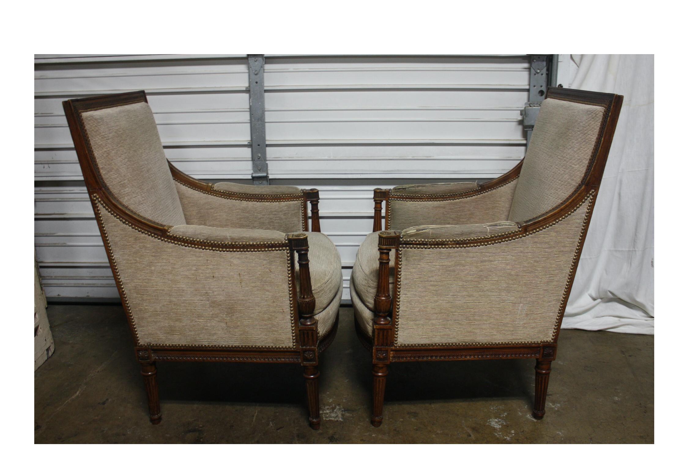 French, 19th Century, Pair of Bergere Chairs at 1stDibs