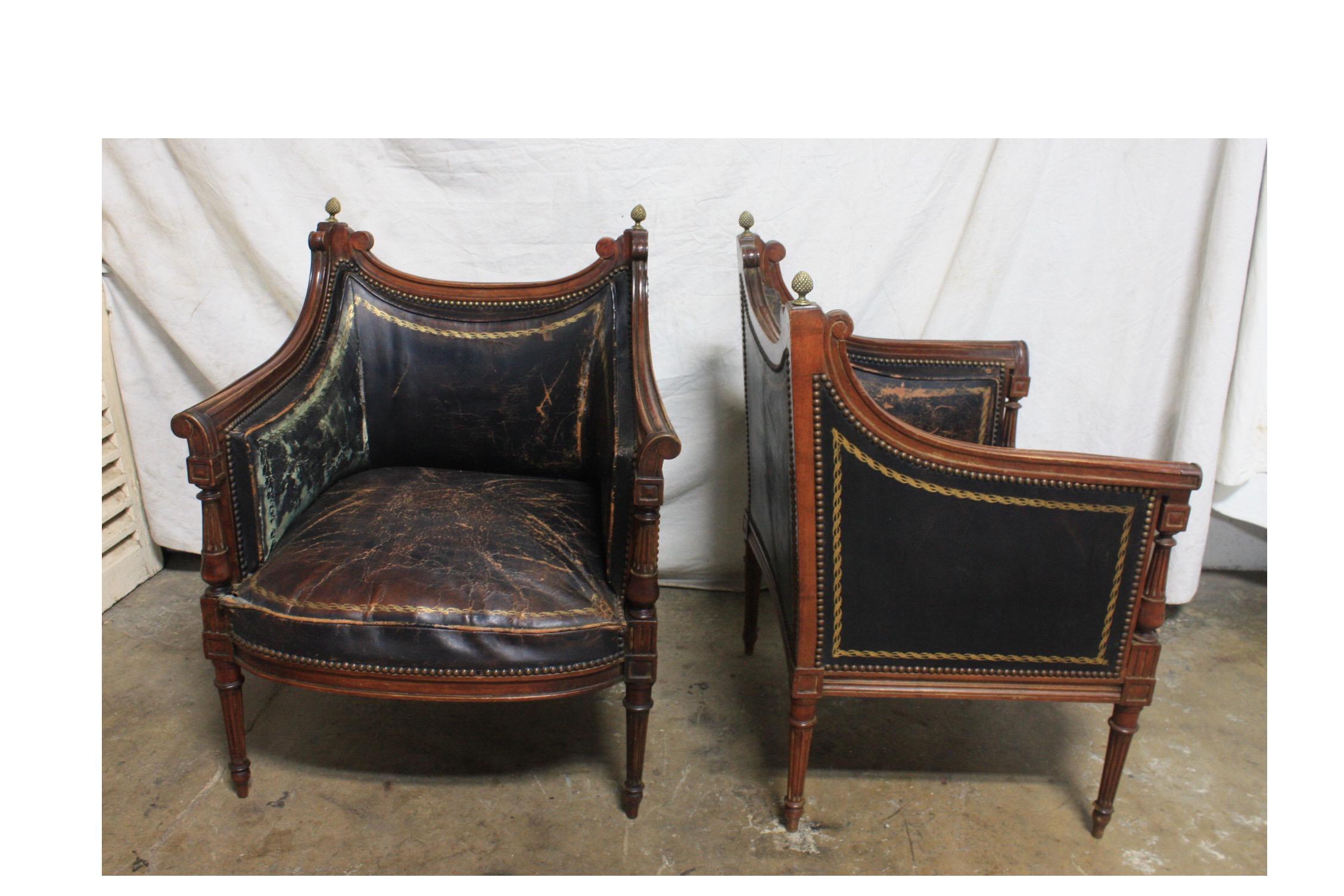 French 19th Century Pair of Bergère Chairs In Good Condition In Stockbridge, GA