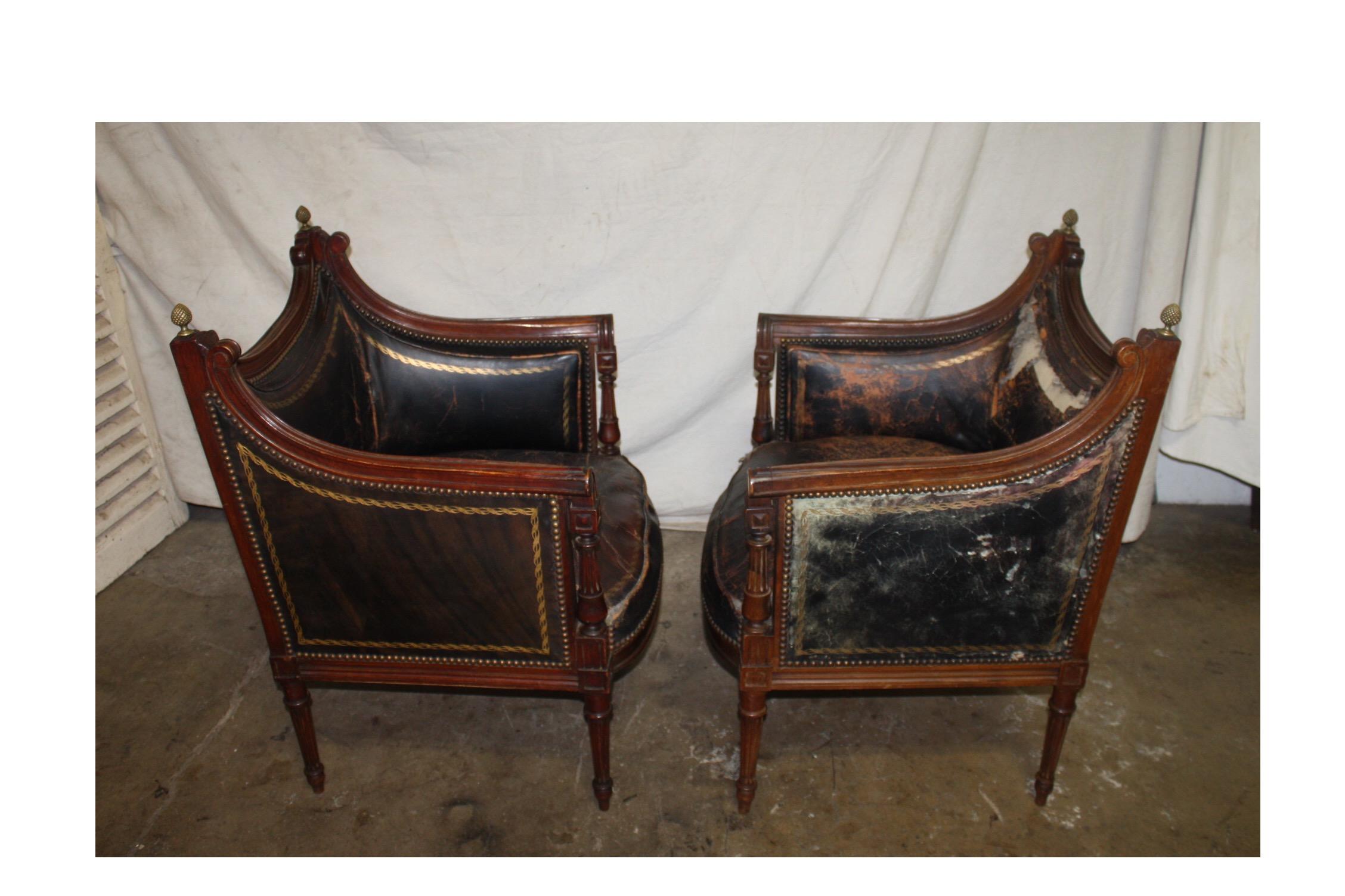 French 19th Century Pair of Bergère Chairs 1