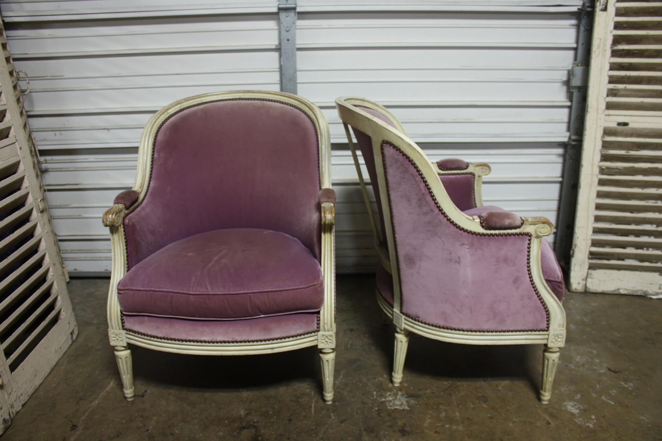 French 19th Century Pair of Bergere Chairs 1