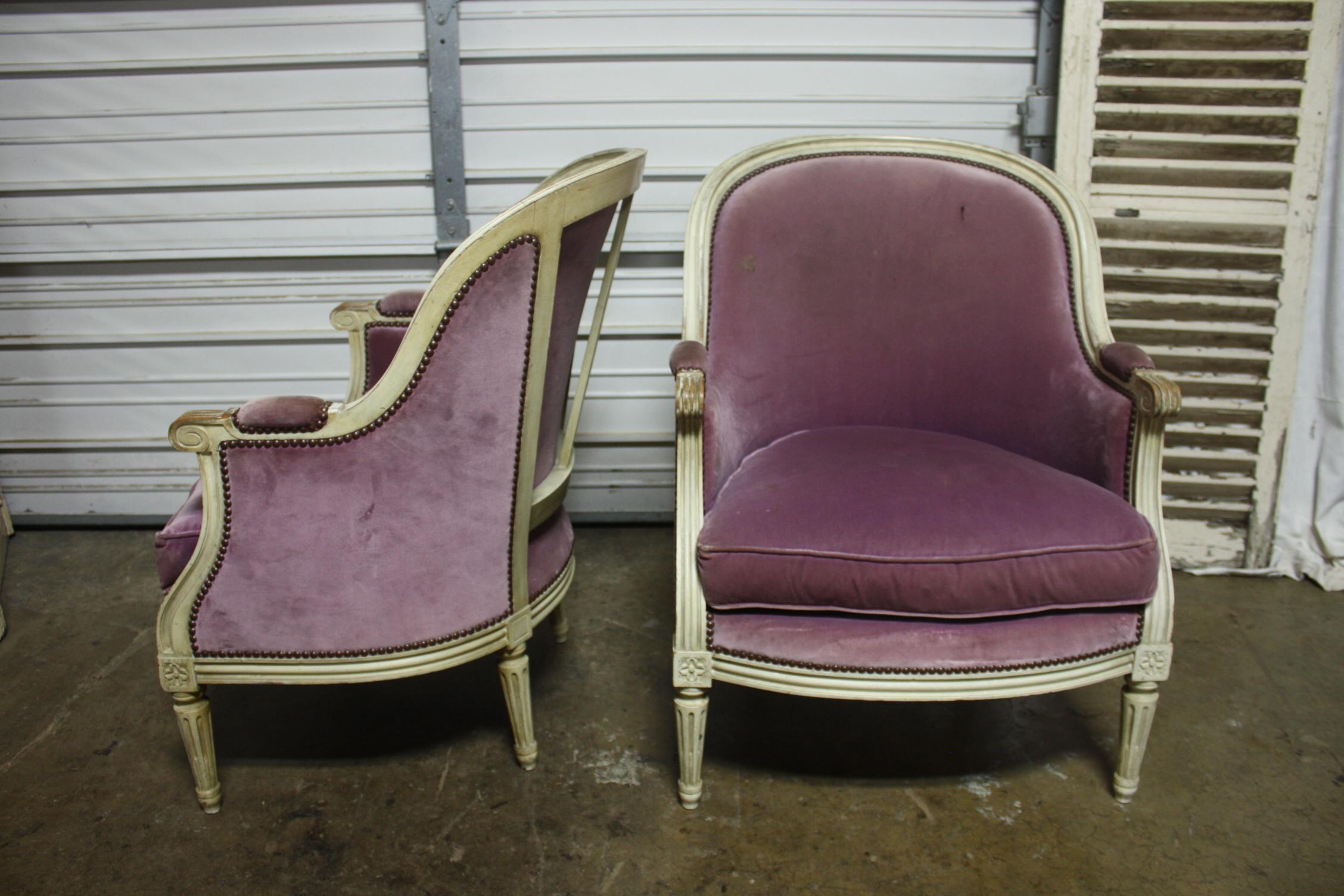 French 19th Century Pair of Bergere Chairs 2