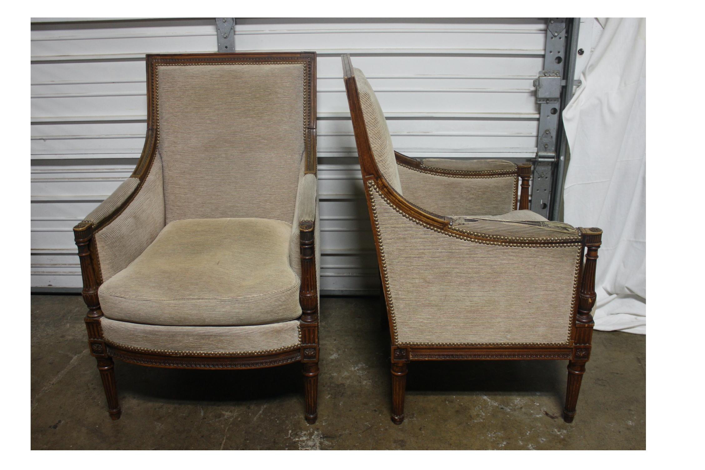 French, 19th Century, Pair of Bergere Chairs at 1stDibs