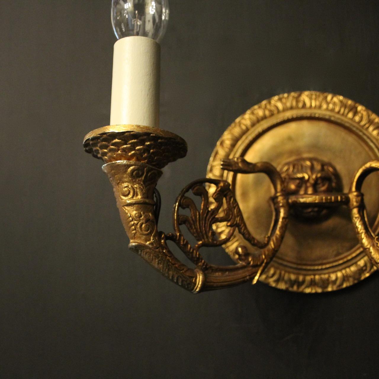French 19th Century Pair Of Bronze Antique Wall Lights 1