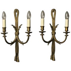 French 19th Century Pair of Bronze Antique Wall Lights