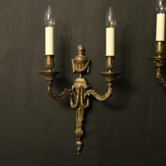 French 19th Century Pair of Bronze Antique Wall Sconces