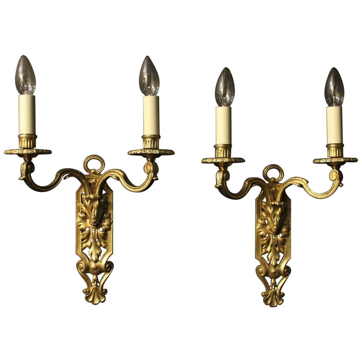 French 19th Century Pair of Bronze Antique Wall Sconces