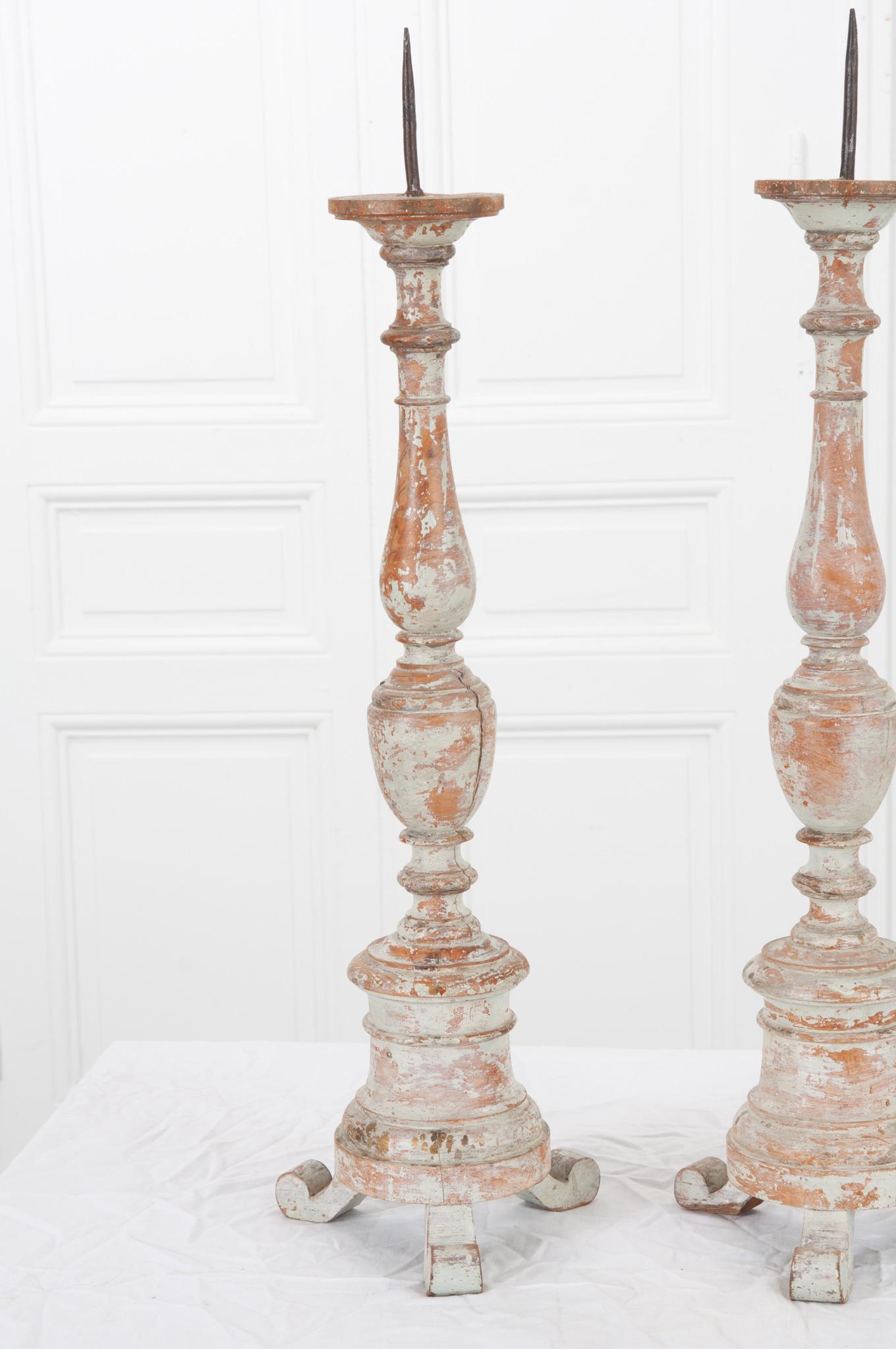 Carved French 19th Century Pair of Candlesticks