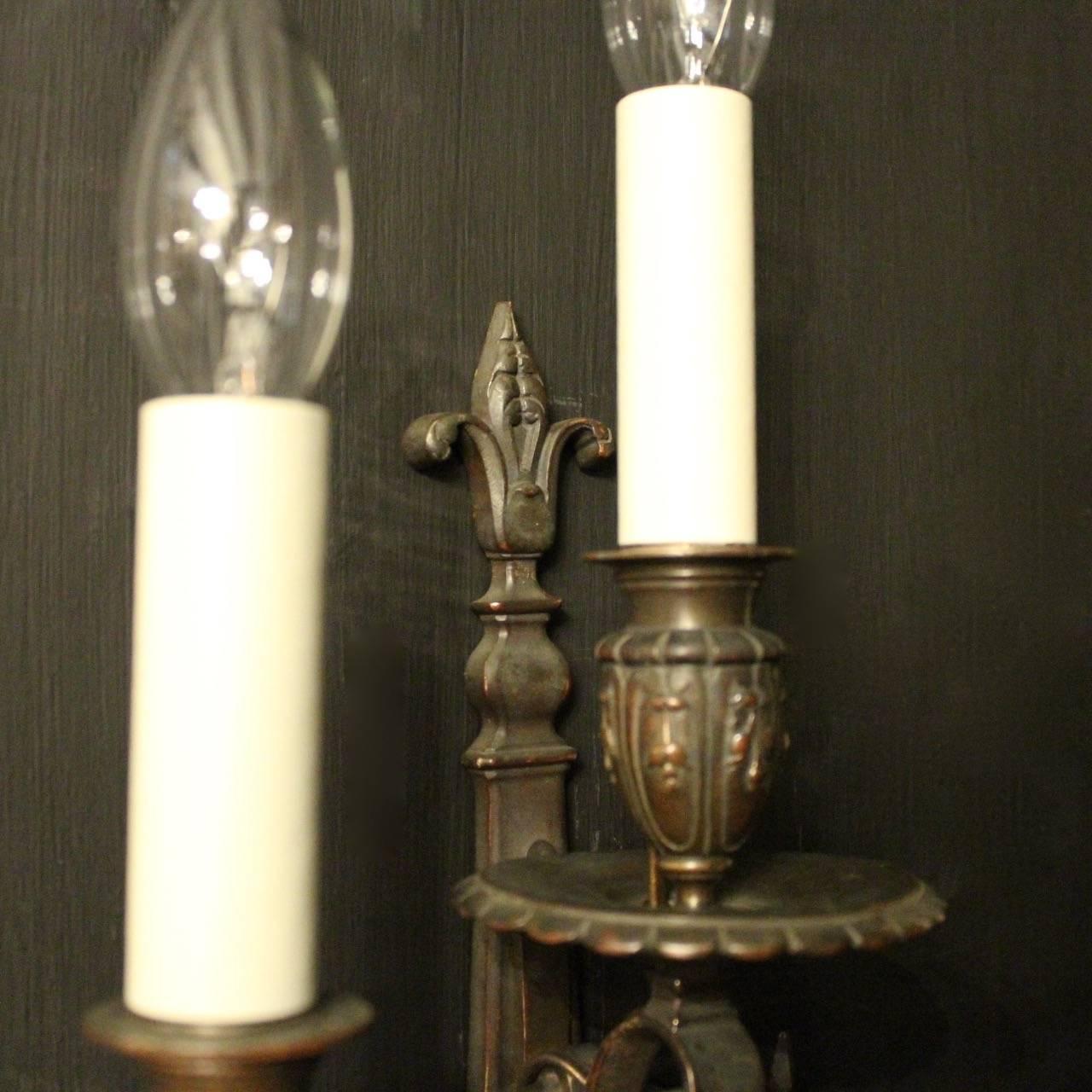 French 19th Century Pair of Cherub Antique Wall Sconces 5