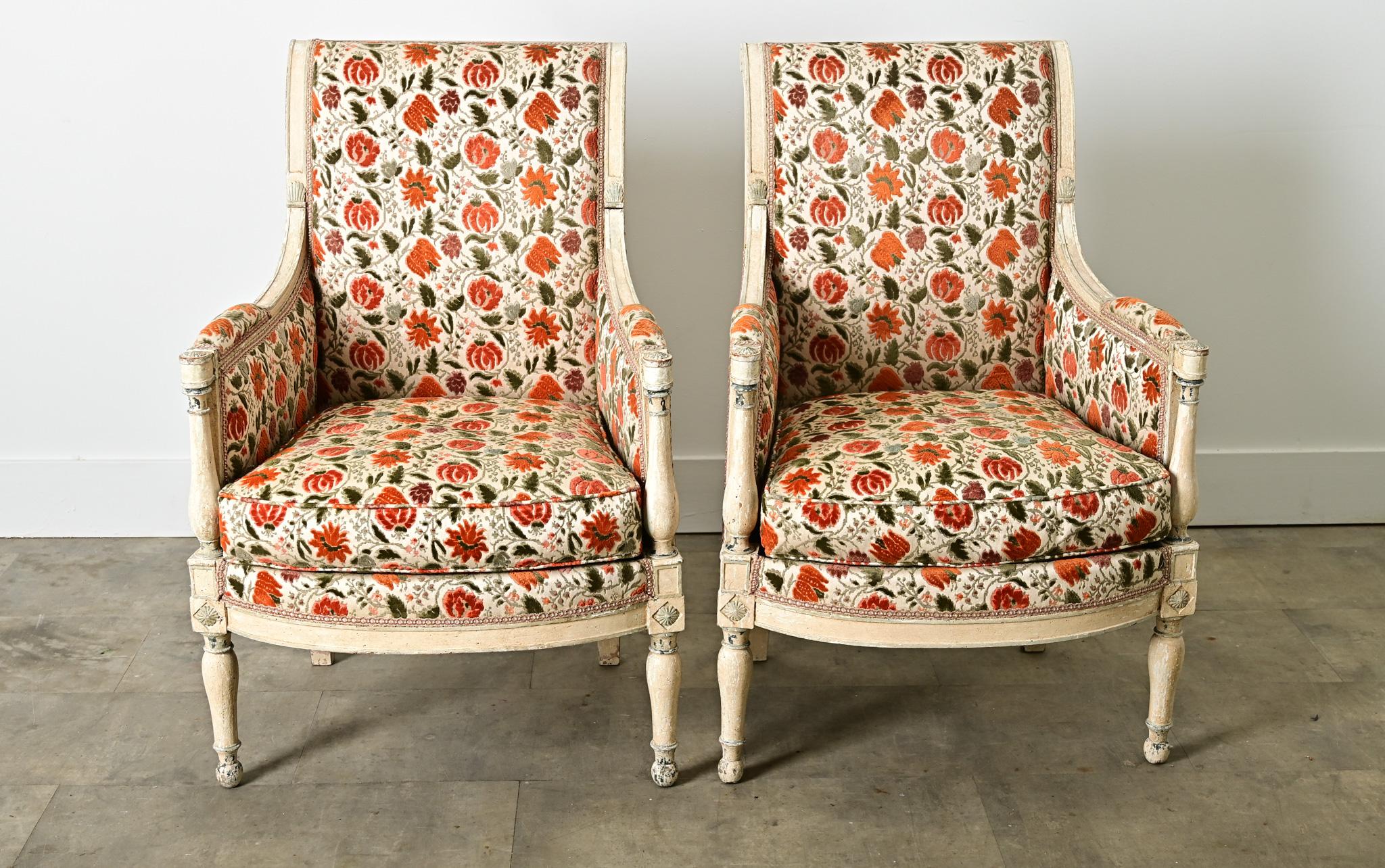 Français Paire de Bergeres Directoire françaises du 19ème siècle en vente