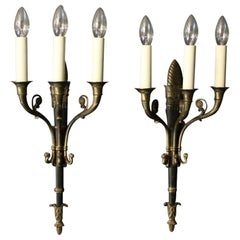 French 19th Century Pair of Gilded Antique Wall Lights