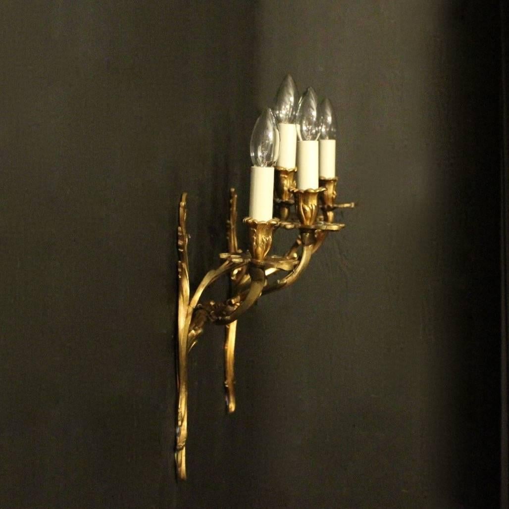 French 19th Century Pair of Gilded Antique Wall Sconces 2