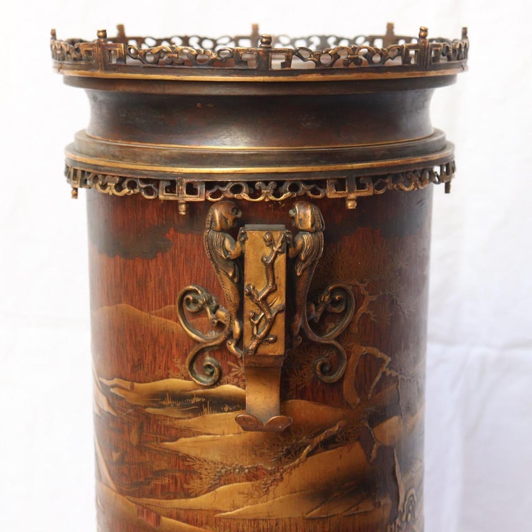 French 19th Century Pair of Lacquered Bamboos Japonisme Vases For Sale 2
