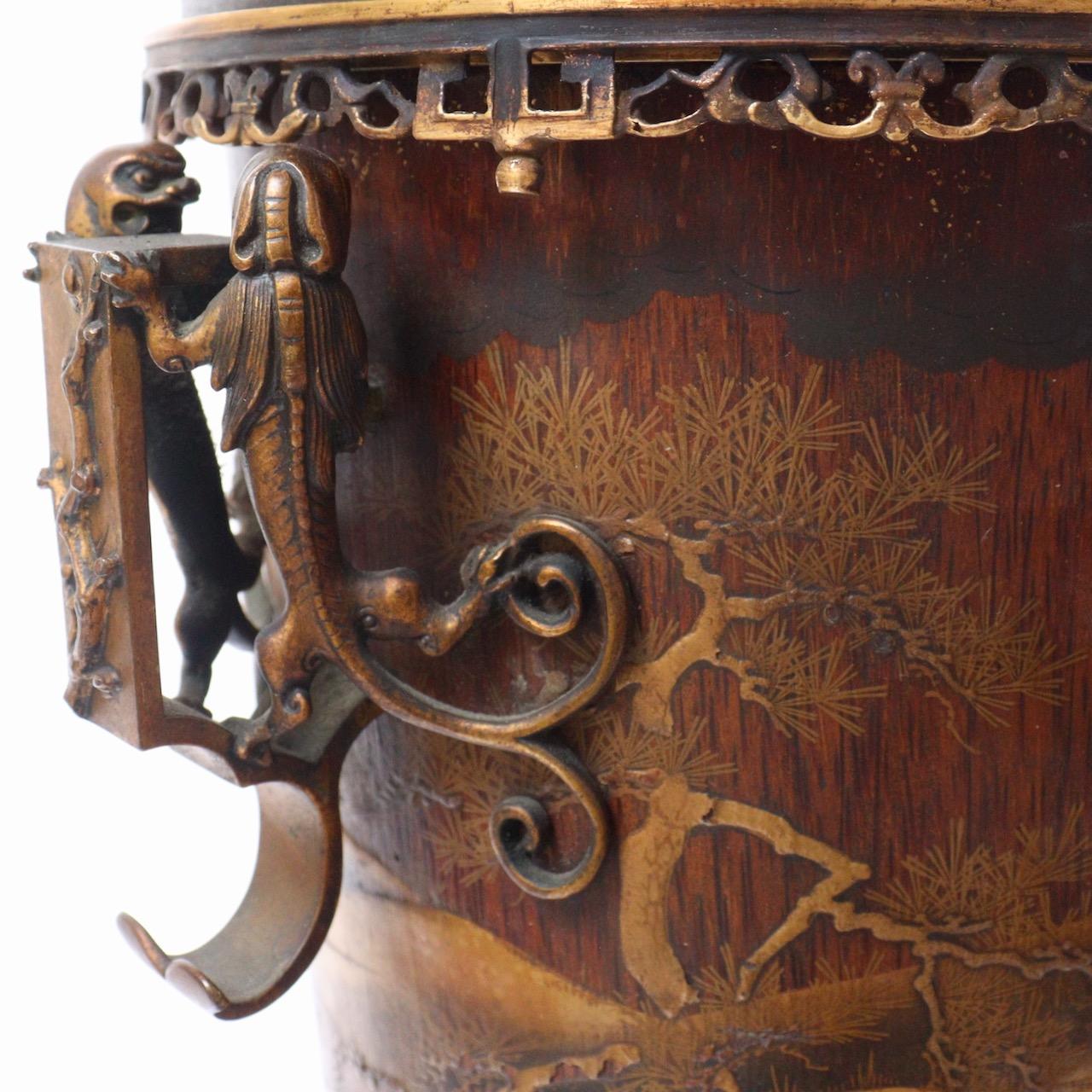 Paar lackierte Bamboos Japonisme-Vasen des 19. Jahrhunderts, 19. Jahrhundert (Bronze) im Angebot