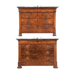 Antique French 19th Century Pair of Louis Philippe Commode / Vanities