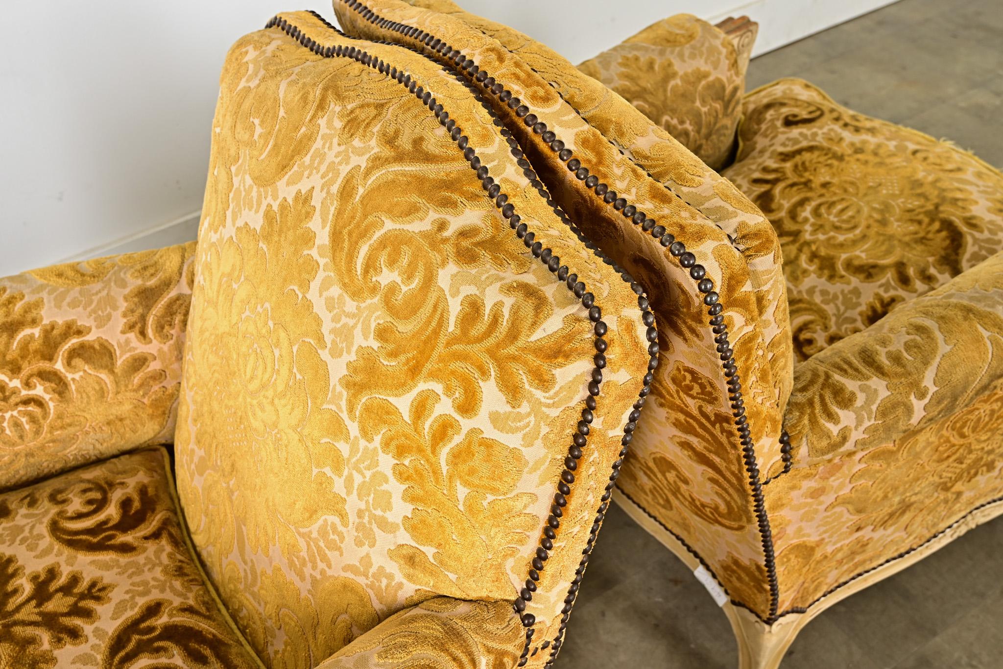 French 19th Century Pair of Louis XV Style Bergeres For Sale at 1stDibs
