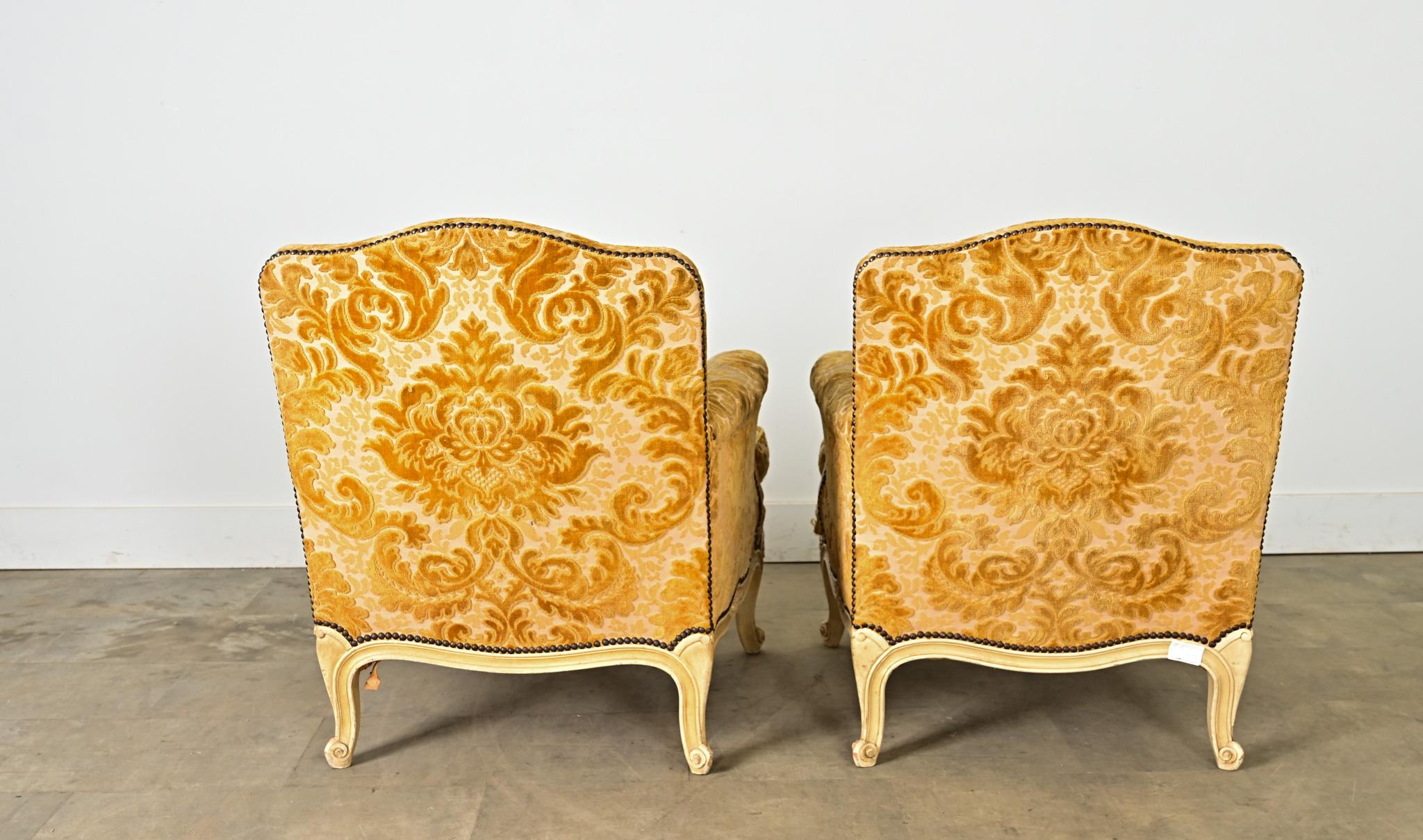French 19th Century Pair of Louis XV Style Bergeres For Sale at 1stDibs