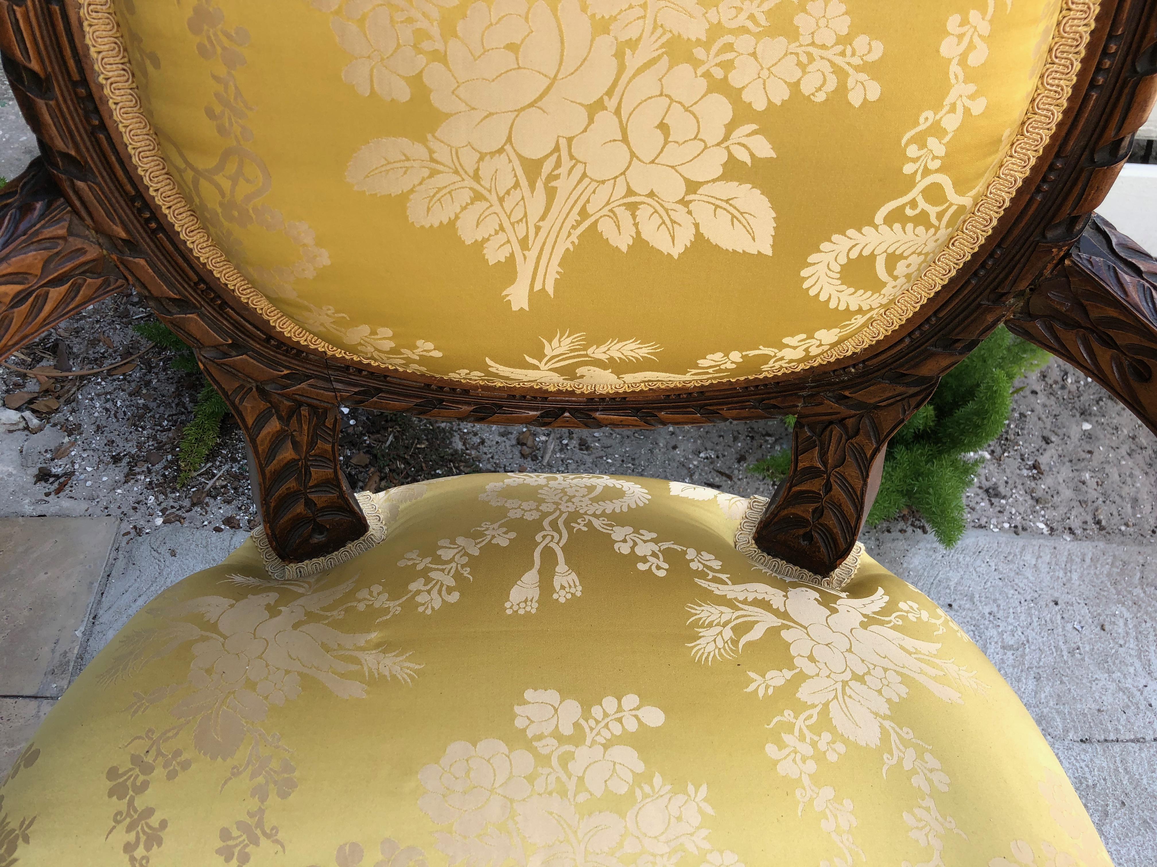French 19th Century Pair of Louis XVI Armchairs/Bergere Chairs In Good Condition In Sarasota, FL